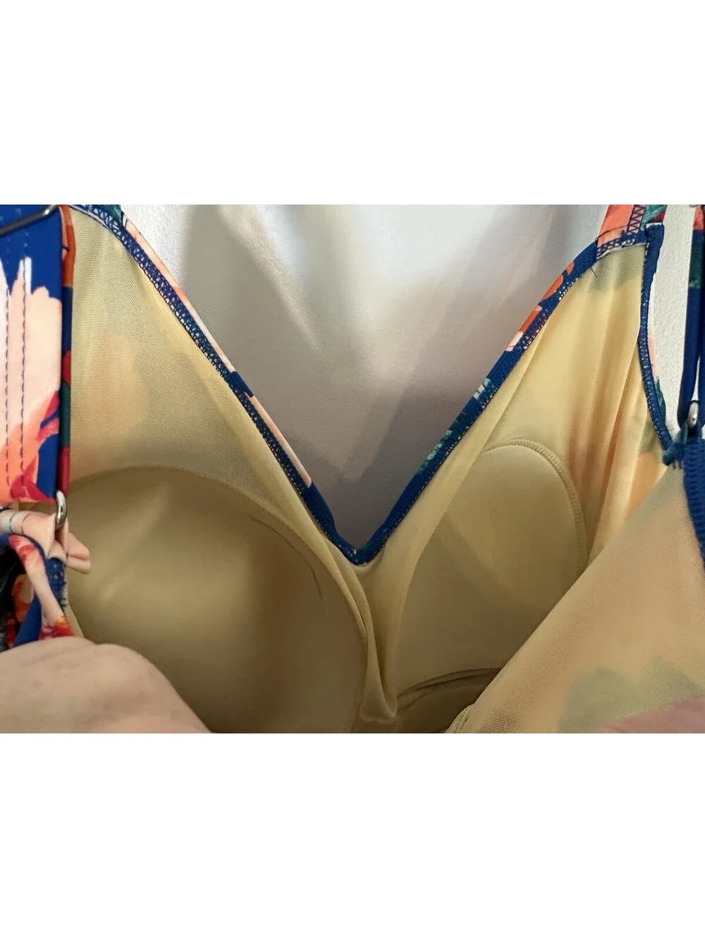 NWTS Swimsuits For All Blue Floral Tropical Print Slimming Swim Dress Size 32.